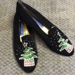 Black velvet CHRISTMAS shoes BEADING 8 8.5